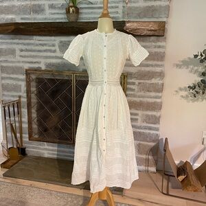 White cotton embroidered tea dress by Urban Outfitters, modern Victorian dream!